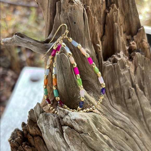 Salty Marsh Girl Gems Jewelry - Colorful Beaded Hoop Earrings